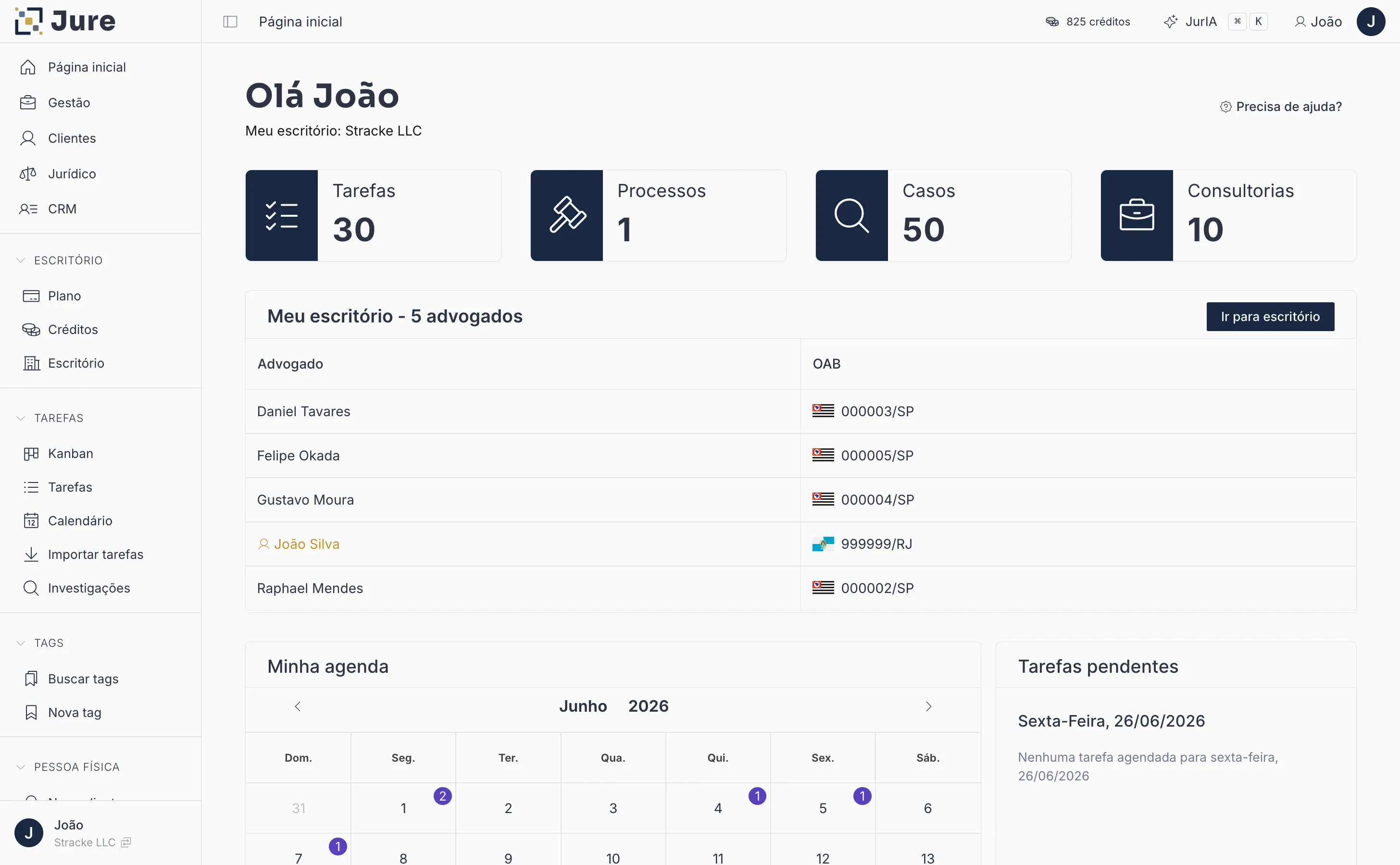 Interface do Jure — gestão de processos jurídicos